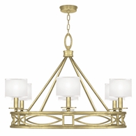 887640-310 Fine Art Lighting Cienfuegos 39.5"W Round Chandelier with Gold Leaf w/White Fabric Shades Finish