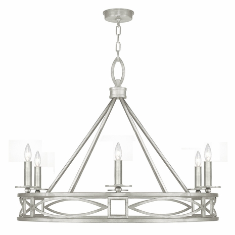 887640-4 Fine Art Lighting Cienfuegos 37.5"W Round Chandelier with Silver Leaf w/No Shades Finish