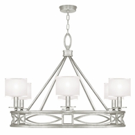 887640-41 Fine Art Lighting Cienfuegos 39.5"W Round Chandelier with Silver Leaf w/White Fabric Shades Finish