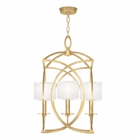 887740-310 Fine Art Lighting Cienfuegos 21.5"W Square Chandelier with Gold Leaf w/White Fabric Shades Finish
