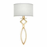 887950-310 Fine Art Lighting Cienfuegos 25"H Sconce with Gold Leaf w/White Fabric Shades Finish