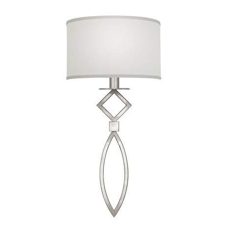 887950-41 Fine Art Lighting Cienfuegos 25"H Sconce with Silver Leaf w/White Fabric Shades Finish