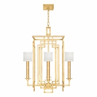 889040-310 Fine Art Lighting Cienfuegos 24"W Square Chandelier with Gold Leaf w/White Fabric Shades Finish