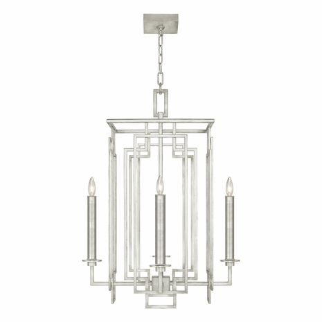 889040-4 Fine Art Lighting Cienfuegos 22"W Square Chandelier with Silver Leaf w/No Shades Finish