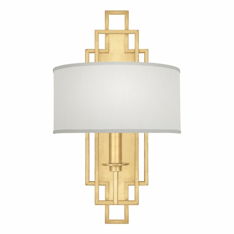 889350-310 Fine Art Lighting Cienfuegos 22"H Sconce with Gold Leaf w/White Fabric Shades Finish