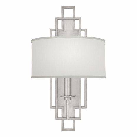 889350-41 Fine Art Lighting Cienfuegos 22"H Sconce with Silver Leaf w/White Fabric Shades Finish