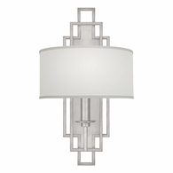 889350-41 Fine Art Lighting Cienfuegos 22"H Sconce with Silver Leaf w/White Fabric Shades Finish