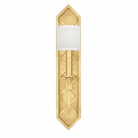 889550-310 Fine Art Lighting Cienfuegos 25"H Sconce with Gold Leaf w/White Fabric Shades Finish