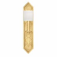 889550-310 Fine Art Lighting Cienfuegos 25"H Sconce with Gold Leaf w/White Fabric Shades Finish