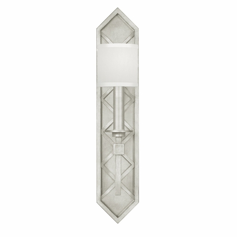 889550-41 Fine Art Lighting Cienfuegos 25"H Sconce with Silver Leaf w/White Fabric Shades Finish