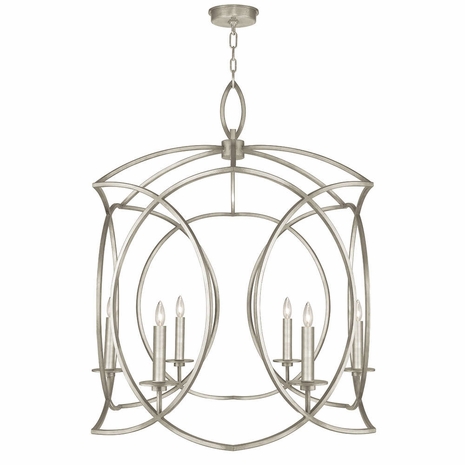 889840-SF4 Fine Art Lamps Cienfuegos 28.5"W Round Chandelier with Silver Finish