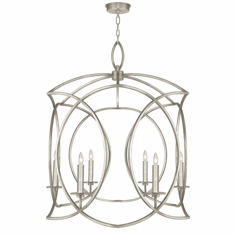 889840-4 Fine Art Lighting Cienfuegos 28.5"W Round Chandelier with Silver Leaf w/No Shades Finish