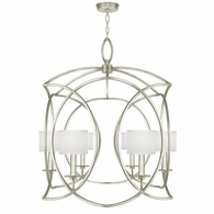 889840-41 Fine Art Lighting Cienfuegos 30.5"W Round Chandelier with Silver Leaf w/White Fabric Shades Finish