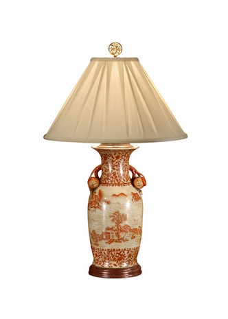 8908 Wildwood Lamps Pomegranate Vase Lamp with Hand Painted Porcelain