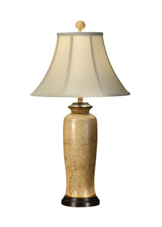 8910 Wildwood 29in. Porcelain Carmel Lamp with Silk Shade and Hand Painted/Espresso Finish