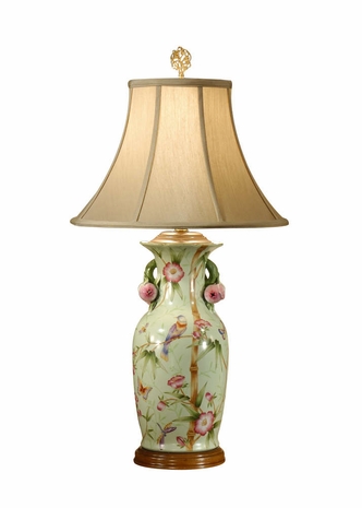 8920 Wildwood Lamps Birds In Bamboo Lamp with Hand Painted Porcelain