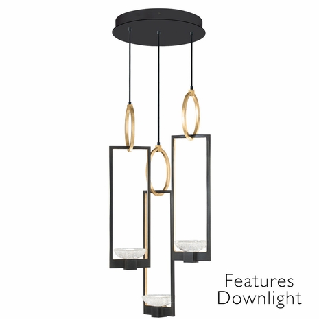 892940-31ST Fine Art Lighting Delphi 18.75"W Round Pendant with Black/Gold Finish