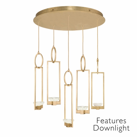893040-21 Fine Art Lighting Delphi 26.5"W Round Pendant with Gold Finish
