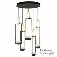 893040-31ST Fine Art Lighting Delphi 26.5"W Round Pendant with Black/Gold Finish