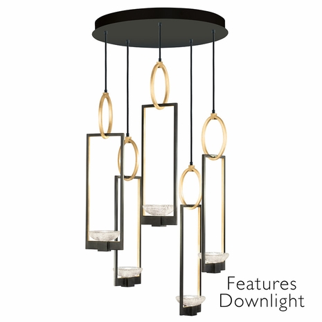 893040-31ST Fine Art Lighting Delphi 26.5"W Round Pendant with Black/Gold Finish