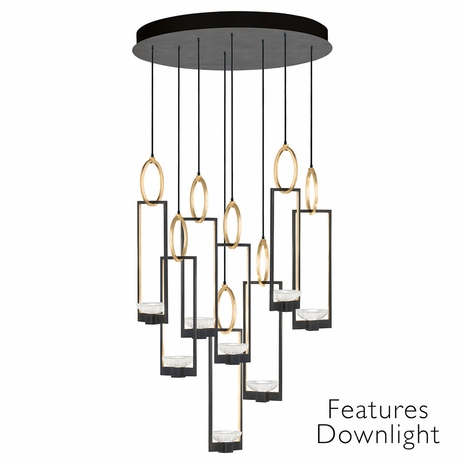 893240-31 Fine Art Lighting Delphi 33.5"W Round Pendant with Black/Gold Finish