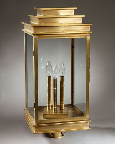 8953 Northeast Lantern Empire (3) Light Candelabra Post Fixture With Multiple Glass & Finish Options