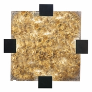 895440-12 Fine Art Lighting Terra 16.75"W Square Flush Mount with Black/Gold Leaf Glass Finish