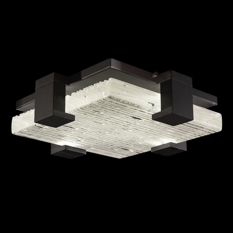 895440-15 Fine Art Lighting Terra 16.75"W Square Flush Mount with Black/Rake Clear Finish