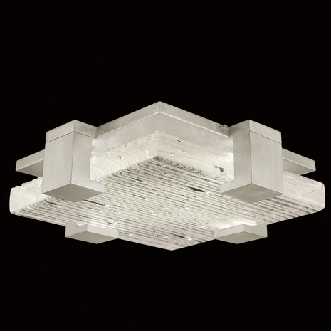 895440-25 Fine Art Lighting Terra 16.75"W Square Flush Mount with Silver/Rake Clear Finish