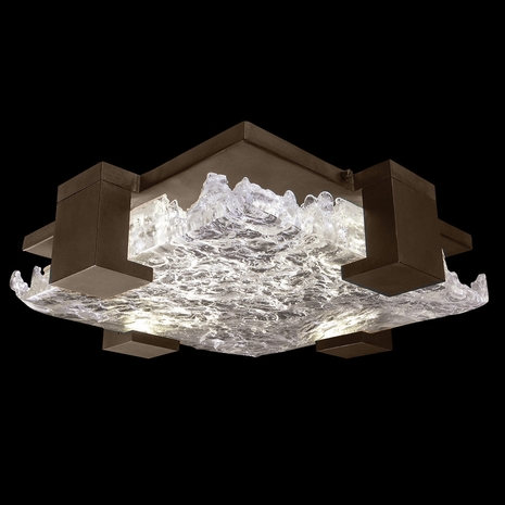 895440-41 Fine Art Lighting Terra 16.75"W Square Flush Mount with Bronze/Clear Glass Finish