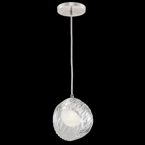 897440-1WH Fine Art Lamps 1 Light Nest 8" Round Drop Light with Silver Finish