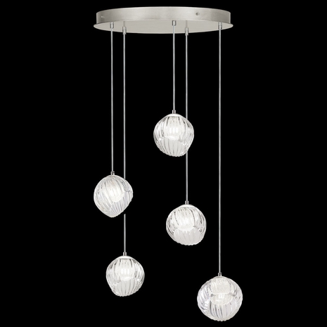 897640-1WH Fine Art Lamps 5 Light Nest 27.5" Round Pendant with Silver Finish