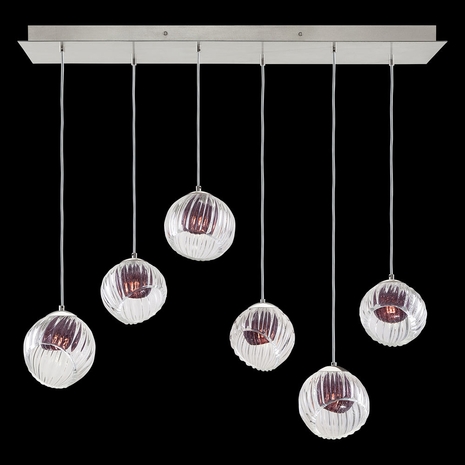 897740-1AM Fine Art Lamps 6 Light Nest 48" Rectangular Pendant with Silver Finish