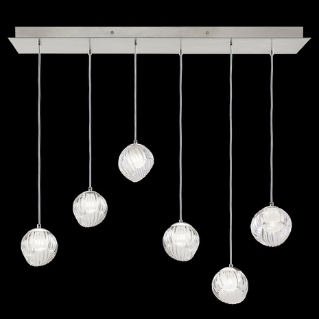 897740-1WH Fine Art Lamps 6 Light Nest 48" Rectangular Pendant with Silver Finish