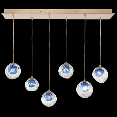 897740-2CO Fine Art Lamps 6 Light Nest 48" Rectangular Pendant with Gold Finish