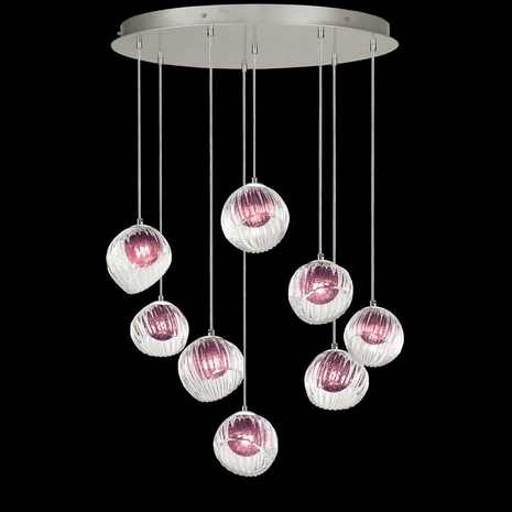 897840-1AM Fine Art Lamps 8 Light Nest 34.5" Round Pendant with Silver Finish