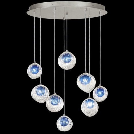 897840-1CO Fine Art Lamps 8 Light Nest 34.5" Round Pendant with Silver Finish