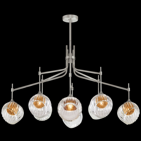 899340-1AB Fine Art Lamps 8 Light Nest 52" Oblong Pendant with Silver Finish