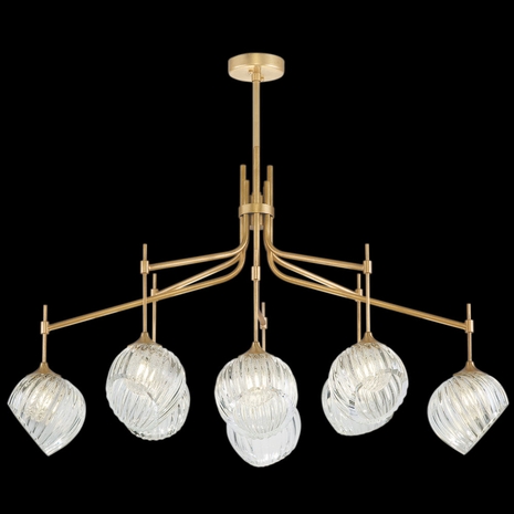 899340-2CL Fine Art Lamps 8 Light Nest 52" Oblong Pendant with Gold Finish