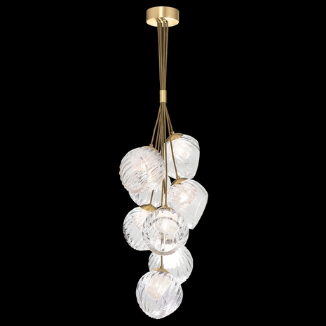 899740-29CL Fine Art Lamps 8 Light Nest 16" Round Pendant with Gold Finish