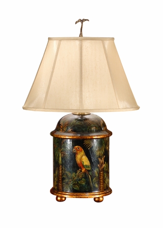 9027 Wildwood Lamps Parrot Box Lamp with Hand Painted Wood