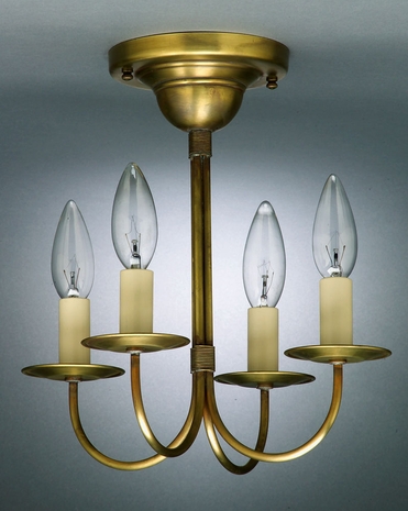 904F Northeast Lantern Flush (4) Light Candelabra Flush Fixture With Multiple Glass & Finish Options