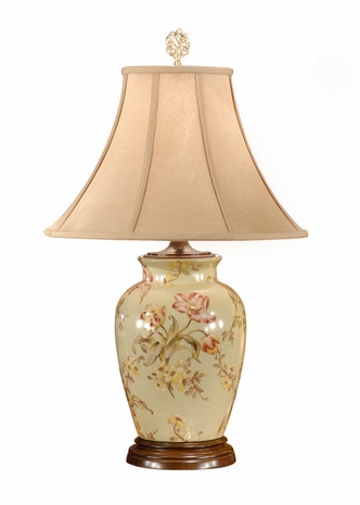 9094 Wildwood Lamps Delicate Flowers Lamp with Hand Painted Porcelain