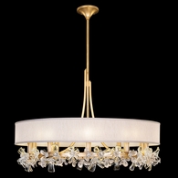 915240-22ST Fine Art Lighting Azu 34.5"W Round Chandelier with Gold Leaf w/Champagne Fabric Shade Finish