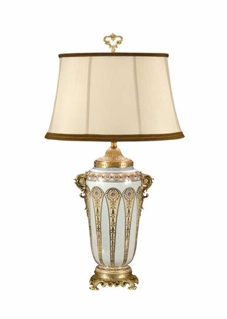 9154 Wildwood Lamps Flourish Vase Lamp with Hand Painted Porcelain with Investment Cast Brass Ormolu