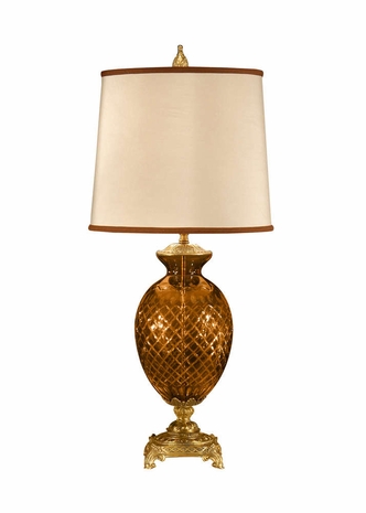 9156 Wildwood Lamps Criss Cross Urn Lamp with Hand Colored and Cut Crystal with Investment Cast Bronze