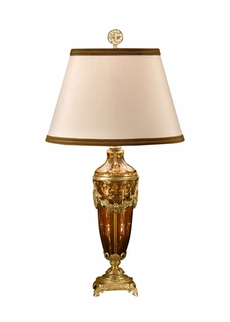 9184 Wildwood Lamps Swagged Vase Lamp with Hand Decorated Crystal Cast Brass with Patina