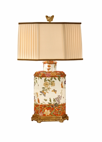 9208 Wildwood Lamps Elegant Tea Jar Lamp with Hand Painted Porcelain with Investment Cast Brass