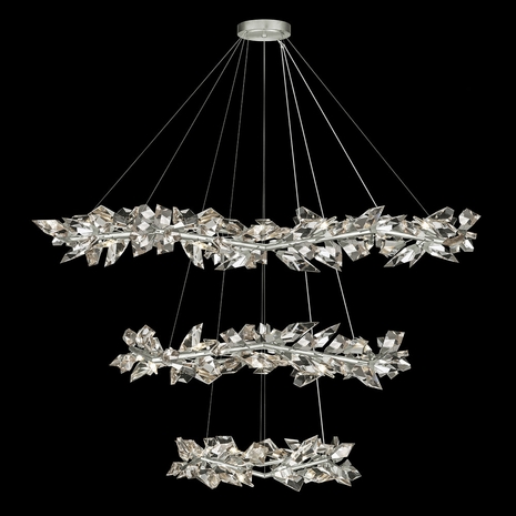 921940-1 Fine Art Lighting Foret 71"W Round Pendant with Silver Leaf Finish