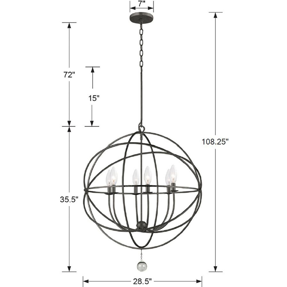 9228EB Crystorama Solaris 6 Light English Bronze Sphere Chandelier